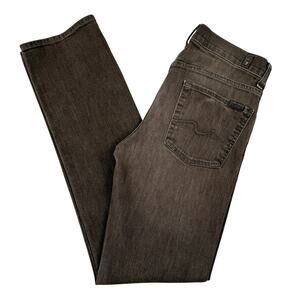 7 For All Mankind Slimmy Brown Straight Leg Denim Mid-Rise Jeans Women's 30x31